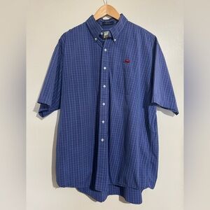 Perlis Men's Blue Checkered Short Sleeve Shirt XL 100% cotton